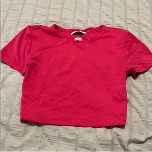 BABATON Contour Crew Cropped Tee T Shirt Fuchsia Top Hot Pink XS